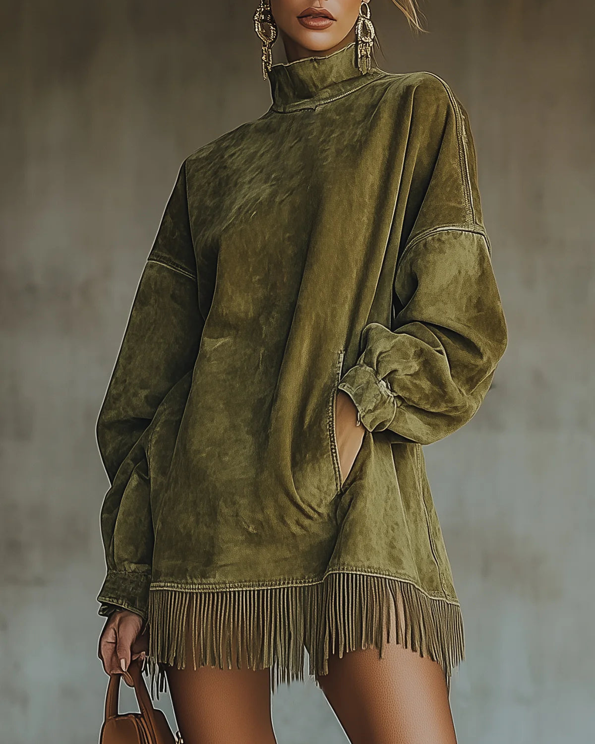 SELINA™ | VESTIDO DE ANTE CON FLECOS