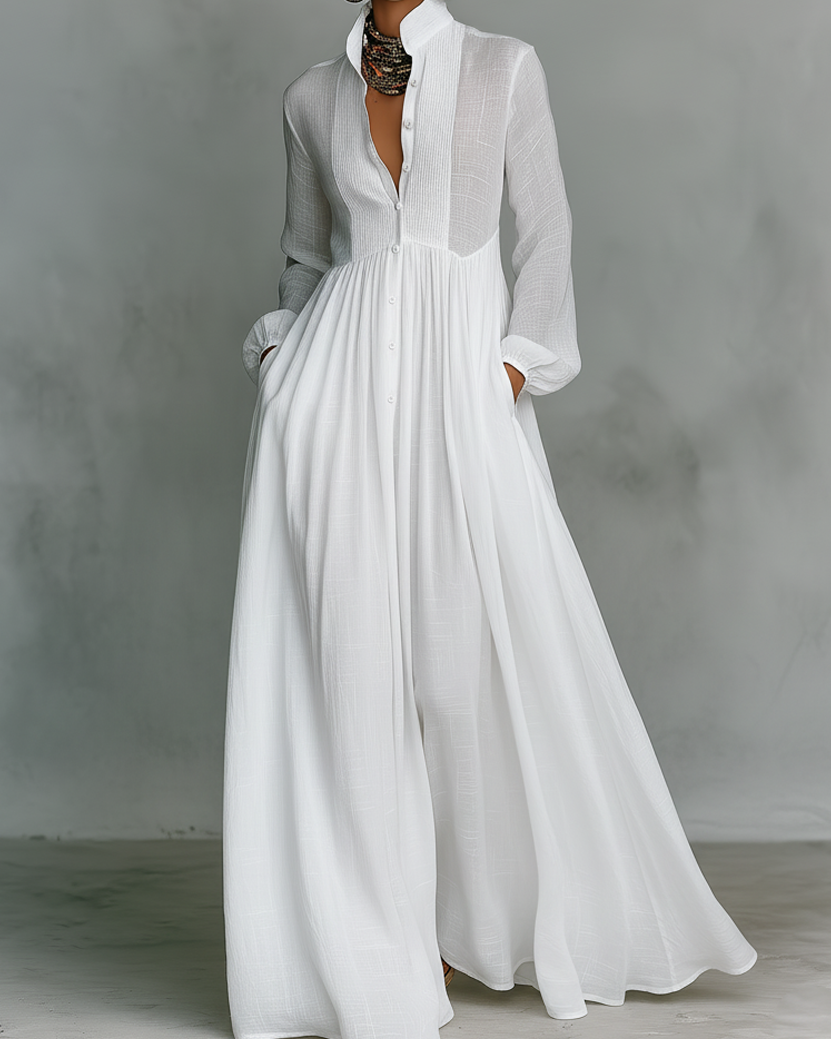 SELENA™ | VESTIDO MAXI DE ALGODÓN Y LINO