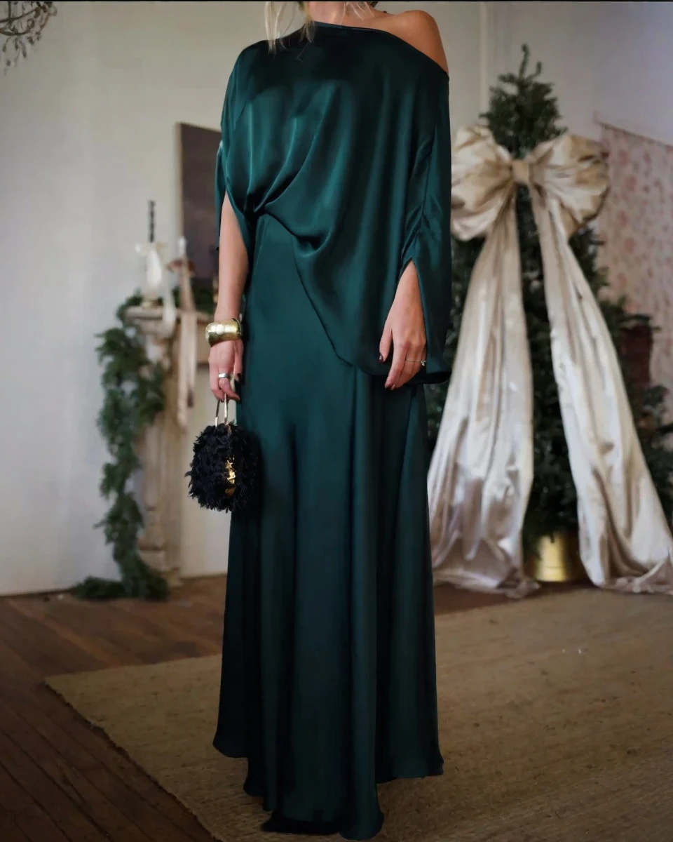 IRIS™ | CONJUNTO ELEGANTE TOP DRAPEADO Y FALDA LARGA