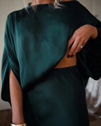 IRIS™ | CONJUNTO ELEGANTE TOP DRAPEADO Y FALDA LARGA